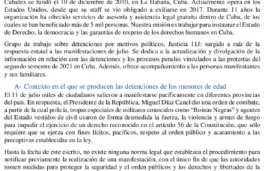  Los menores de edad detenidos y privados de la libertad a raíz de las protestas del 11 de julio